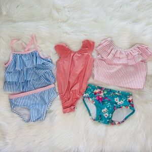 Ruffle Butts, Bailey’s Blossoms & Wonder Nation 6-9 Mth Swimsuit & Onesie Bundle